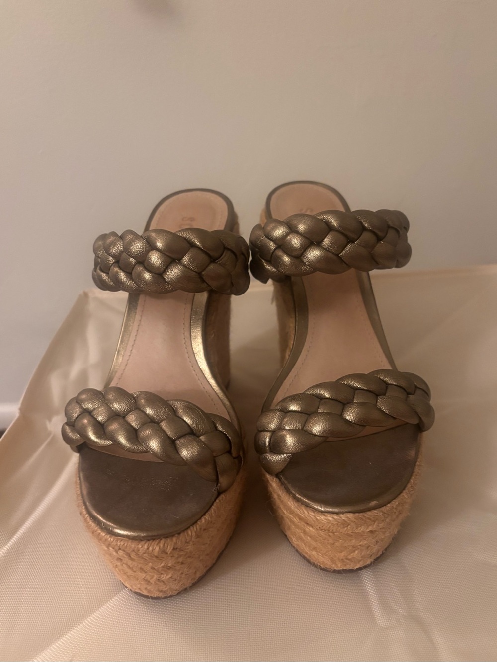 SCHUTZ
Braided Metallic Gold Platform Sandals for Women